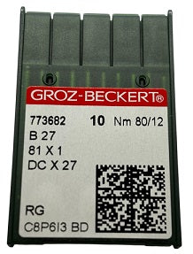 |  773682  |  GB0336/80  Groz -Beckert Needle B27, 81X1, DCX27, DCX1, SY6120, MY1023-size # 80/12 NEEDLE ---(priced p/needle , order in multiples 10 only)