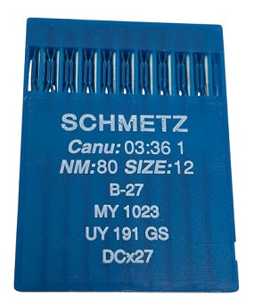 SCH0336/80 Schmetz Needle B27, 81X1, DCX27, DCX1, SY6120, MY1023-size # 80/12 NEEDLE  | ---(priced p/needle , order in multiples 10 only)