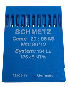 SCH2005AS/80  |  Schmetz Leather Needle 135X8, 134-NTW/LL-size # 80/12 ---(priced p/needle , order in multiples 10 only)
