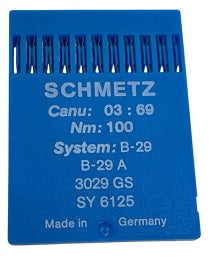 SCH0369/100  |  Schmetz Needle B29, B29A, 3029GS, SY6125-size # 100/16 ---(priced p/needle , order in multiples 10 only)
