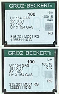 GB0660EB/100 x 200pcs  |  *|*200 Needles Groz Beckert Ballpoint Needle SY1433, UY154FGS, UY154GAS, UOX154-SES/FFG-size # 100/16 To suit Union Special 39500 series