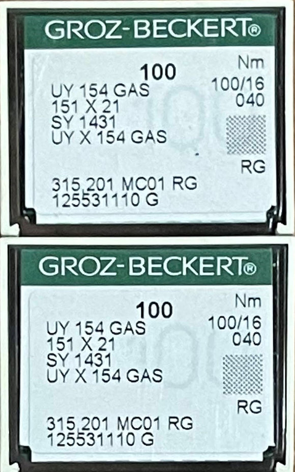 GB0660EB/100 x 200pcs  |  *|*200 Needles Groz Beckert Ballpoint Needle SY1433, UY154FGS, UY154GAS, UOX154-SES/FFG-size # 100/16 To suit Union Special 39500 series