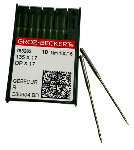|  763262  |  GB3720/100GEBE Groz -Beckert GEBEDUR Needle 135X17, DPX17, SY3355-size # 100/16 NEEDLE  | ---(priced p/needle , order in multiples 10 only)