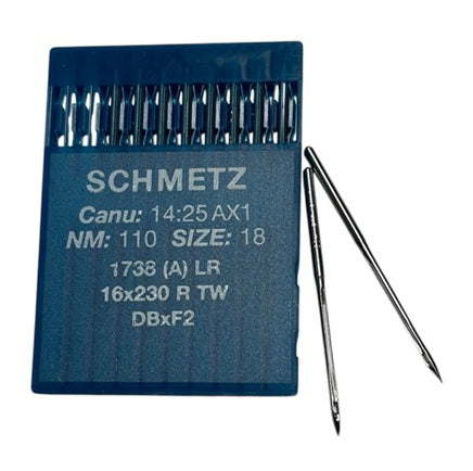 |  716774  |  SCH1425AX/110  |  Schmetz LeatherNeedle 1738, 16X230-NRTW/LR-size # 110/18 ---(priced p/needle , order in multiples 10 only)