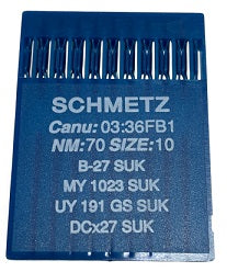 703574  |  SCH0336FB/70  |  Schmetz Ballpoint Needle B27, 81X1, DCX27, DCX1, SY6120, MY1023-SUK/FG-size # 70/10 ---(priced p/needle , order in multiples 10 only)