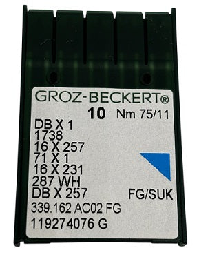 GB1425FB/75 Groz -Beckert Ball Point Needle 1738, SY2270, 16X231, 16X257, DBX1, DBX257-SUK/FG-size # 75/11 NEEDLE  | ---(priced p/needle , order in multiples 10 only)