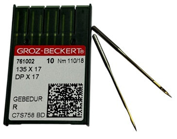 GB3720/110GEBE (priced p/ndl , multiples 10 only)  Groz -Beckert GEBEDUR Needle 135X17, DPX17, SY3355-size # 110/18 NEEDLE  |