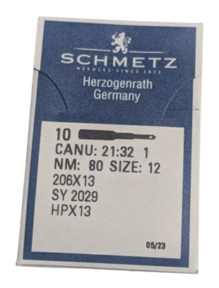 |  701227  |  SCH2132/80  |  206X13-size # 80/12 Schmetz Brand Needle for Singer 306K + 319K  | ---(priced p/needle , order in multiples 10 only)