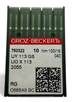 |  750322  |  GB2665/100   |  Groz-Beckert Needle UY113GS, UOX113, SY7090-size # 100/16 NEEDLE  | ---(priced p/needle , order in multiples 10 only)