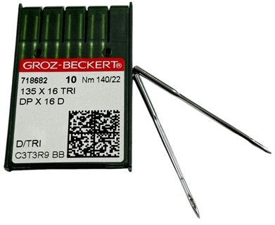 |  718682  |  GB3720MF/140 Groz -Beckert Leather Needle 3355-95, 135X16 TRI-size # 140/22 NEEDLE  | ---(priced p/needle , order in multiples 10 only)