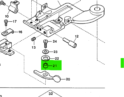 Y-4017015  |  Cloth retainer spring lever collar for Yamato CM351, 352 Blindstitch machine