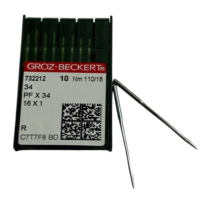 |  732212  |  GB1205/110   |  Groz-Beckert Needle 34, PFX34, 16X1 -size # 110/18 NEEDLE  | ---(priced p/needle , order in multiples 10 only)