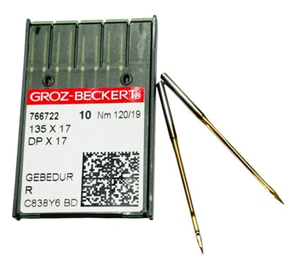 |  766722  |  GB3720/120GEBE Groz -Beckert GEBEDUR Needle 135X17, DPX17, SY3355-size # 120/19 NEEDLE  | ---(priced p/needle , order in multiples 10 only)