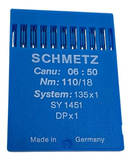 SCH0650/110  |  Schmetz Needle 135X1, DPX1, SY1451-size # 110/18 ---(priced p/needle , order in multiples 10 only)