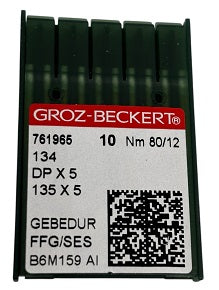 761965  |  GB2005EB/80GEBE Groz -Beckert GEBEDUR Ballpoint Needle 134, 797, 135X5, 135X7, 135X25, DPX5-FFG / SESsize # 80/12 NEEDLE  | ---(priced p/needle , order in multiples 10 only)