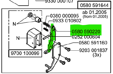 ADL-0580-590220  |  L/H piece of Needle Thread Catcher assembly (0580-591644)  for Durkopp Adler 559 ,580 Buttonhole machine.