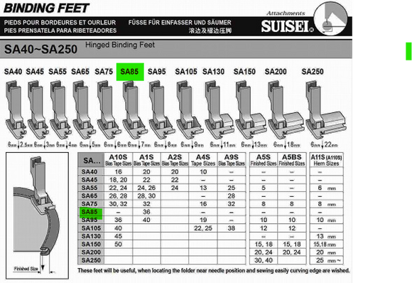 FTPM-SUI-SA85  |  Suisei Brand hinged Binding Foot