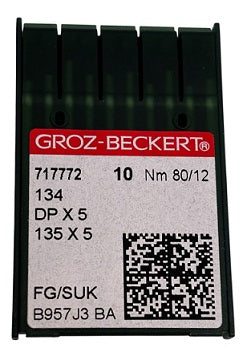 717772  |  GB2005FB/80 Groz -Beckert Ball Point Needle 134, 797, 135X5, 135X7, 135X25, DPX5-SUK/FG-size # 80/12 NEEDLE  | ---(priced p/needle , order in multiples 10 only)