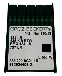 GB2005AX/110 Groz -Beckert Leather Needle 135X8, 134, 797-NRTW/LR-size # 110/18 NEEDLE  | ---(priced p/needle , order in multiples 10 only)