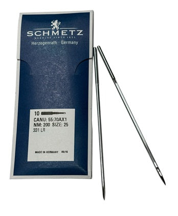|  786444 only 230 + 300  |  SCH5570AX/200   |  ~ discontinued, when sold out ~  Schmetz Leather 331LR-NRTW/LR-size # 200/25 Pearson Machine  | ---(priced p/needle , order in multiples 10 only)