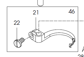 SIR-07400646  |  P6-22  | Top Cover Thread Hook for Siruba D007R - FOA machine