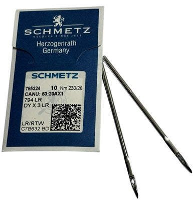 |    SCH5320AX/230  |  Schmetz Leather794 LR, 7X2-NRTW/LR-size # 230/26 ---(priced p/needle , order in multiples 10 only)