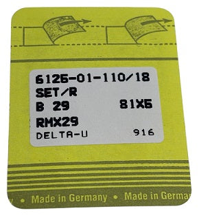 SNF0369/110  |  Singer Brand Needle B29, B29A, 3029GS, SY6125-size # 110/18 ---(priced p/needle , order in multiples 10 only)
