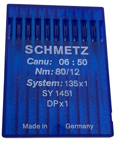 SCH0650/80  |  Schmetz Needle 135X1, DPX1, SY1451-size # 80/12 ---(priced p/needle , order in multiples 10 only)