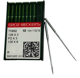 |  712032  |  GB3446/110   |  Groz-Beckert Needle 126x1 ,126X3, FOX3, SY3303-size # 110/18 NEEDLE  | ---(priced p/needle , order in multiples 10 only)