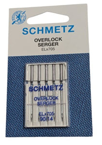 SCH2240/90-C5  |  Card of 5 Schmetz Domestic Needles ,   ELX705 for Domestic Overlockers Sharp Point # 90/14  |