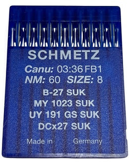 SCH0336FB/60  |  Schmetz Ballpoint Needle B27, 81X1, DCX27, DCX1, SY6120, MY1023-SUK/FG-size # 60/8 ---(priced p/needle , order in multiples 10 only)