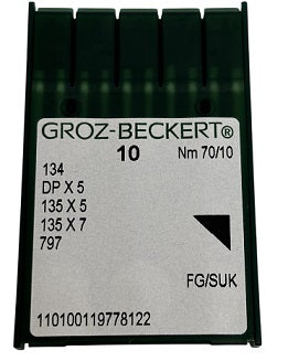 GB2005FB/70 Groz -Beckert Ball Point Needle 134, 797, 135X5, 135X7, 135X25, DPX5-SUK/FG-size # 70/10 NEEDLE  | ---(priced p/needle , order in multiples 10 only)