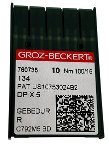 760735  |  GB2005/100GEBE Groz -Beckert GEBEDUR Needle 134, 797, 135X5, 135X7, 135X25, DPX5-size # 100/16 NEEDLE  | ---(priced p/needle , order in multiples 10 only)