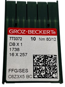 773372  |  GB1425EB/80  Groz -Beckert Ball Point Needle 1738, SY2270, 16X231, 16X257, DBX1, DBX257-SES/FFG-size # 80/12 NEEDLE  | ---(priced p/needle , order in multiples 10 only)