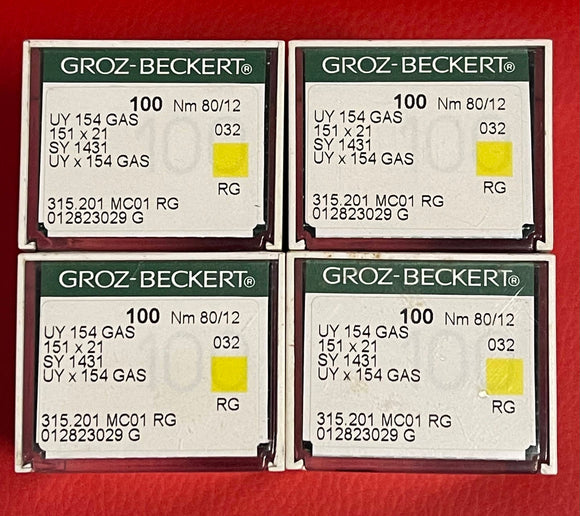 GB0660EB/80 x 400pcs  |  x 400pcs. *|* 400 Needles Groz Beckert Ballpoint Needle SY1433, UY154FGS, UY154GAS, UOX154-SES/FFG-size # 80/12  To suit Union Special 39500 series