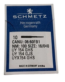 SCH0660FB/100  |  Schmetz Ballpoint Needle UY154GHS, SY1434-SUK/FG-size # 100/16 ---(priced p/needle , order in multiples 10 only)