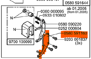 ADL-0580-591160  |  R/H piece of Needle Thread Catcher assembly (0580-591644) for Durkopp Adler 559 ,580 Buttonhole machine.