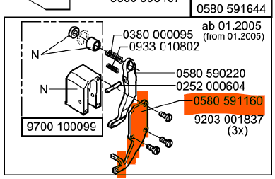 ADL-0580-591160  |  R/H piece of Needle Thread Catcher assembly (0580-591644) for Durkopp Adler 559 ,580 Buttonhole machine.