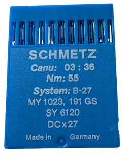 SCH0336/55  |  Schmetz Needle B27, 81X1, DCX27, DCX1, SY6120, MY1023-55/6 ---(priced p/needle , order in multiples 10 only)