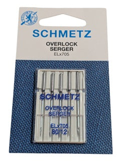 SCH2240/80-C5  |  Card of 5 Schmetz Domestic Needles ,   ELX705  for Domestic Overlockers Sharp Point # 80/12  |