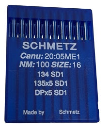 732824  |  SCH2005ME/100 Schmetz Leather Needle 134/DPX5/135X5/135X7/DBX1 SD-size # 100/16 ---(priced p/needle , order in multiples 10 only)