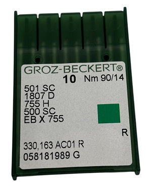 734302  |  GB0828/90  Groz -Beckert Needle 501, EBX755, 1807, 1807D-size # 90/14 NEEDLE  | ---(priced p/needle , order in multiples 10 only)