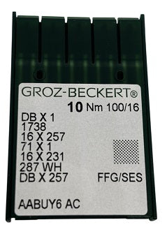 773402  |  GB1425EB/100  Groz -Beckert Ball Point Needle 1738, SY2270, 16X231, 16X257, DBX1, DBX257-SES/FFG-size # 100/16 NEEDLE  | ---(priced p/needle , order in multiples 10 only)