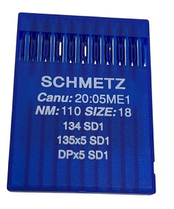 134 SD1 |  SCH2005ME/110  |  Schmetz Leather Needle 134/DPX5/135X5/135X7/DBX1 SD-size # 110/18 ---(priced p/needle , order in multiples 10 only)