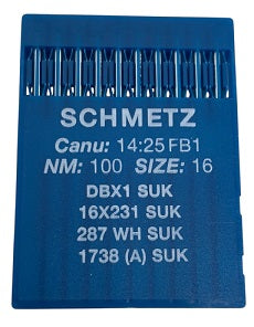 717714  |  SCH1425FB/100  |  Schmetz Ballpoint Needle 1738, SY2270, 16X231, 16X257, DBX1, DBX257-SUK/FG-size # 100/16 ---(priced p/needle , order in multiples 10 only)