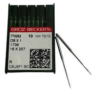 |  773262  |  GB1425/70  Groz -Beckert Needle 1738, SY2270, 16X231, 16X257, DBX1, DBX257-size # 70/10 NEEDLE  | ---(priced p/needle , order in multiples 10 only)