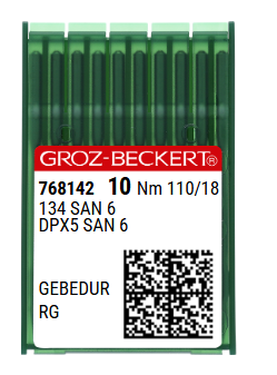 |  768142  |  GB2005/110SAN6GEBE  | 134 SAN 6 GEBEDUR #size # 110/18) ---(priced p/needle , order in multiples 10 only)