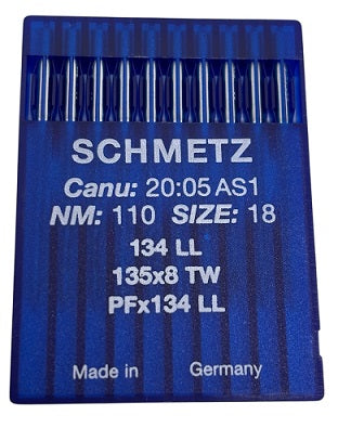 SCH2005AS/110  |  Schmetz Leather Needle 135X8, 134-NTW/LL-size # 110/18 ---(priced p/needle , order in multiples 10 only)