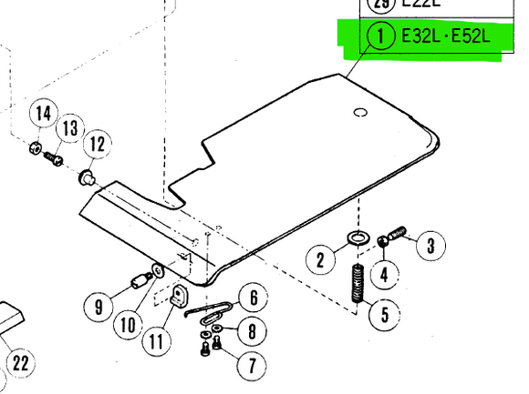 PS-211112  |  Cloth Plate for Pegasus E32L ** LEFT HAND MODEL **