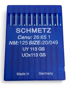 SCH2665/125  |  Schmetz UY113GS, UOX113, SY7090-size # 125/20 ---(priced p/needle , order in multiples 10 only)